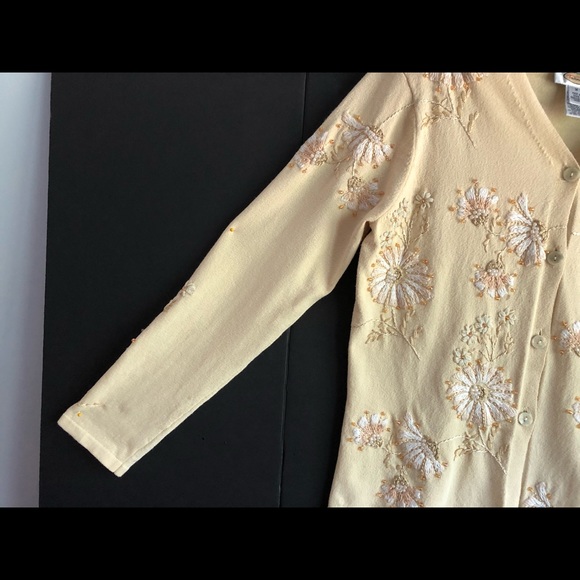 Talbots Yellow Dressy Button Cardigan Sweater - Picture 4 of 16